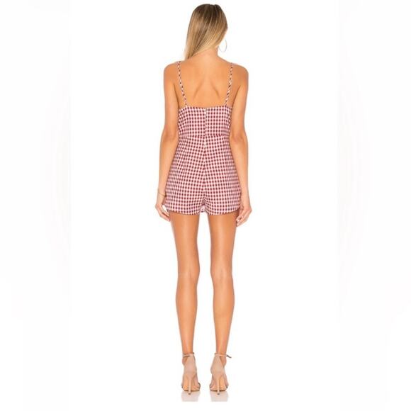 REVOLVE By the way Scotty Wrap Romper Red White Checkered Gingham Size Small - Picture 3 of 8